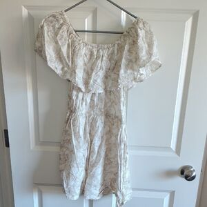 Lagaci Cream and Brown Patterned Fabric